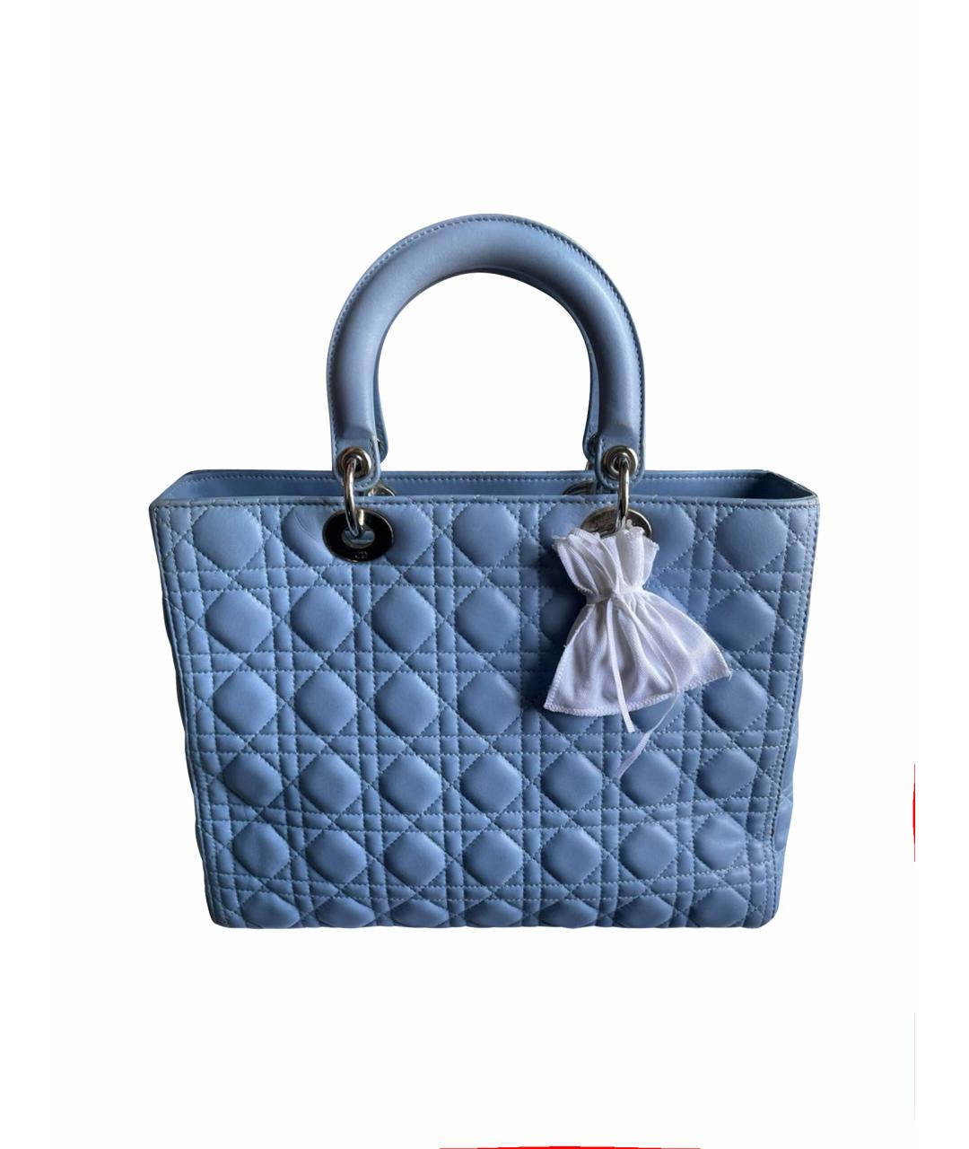CHRISTIAN DIOR Синяя кожаная сумка с короткими ручками, фото 1