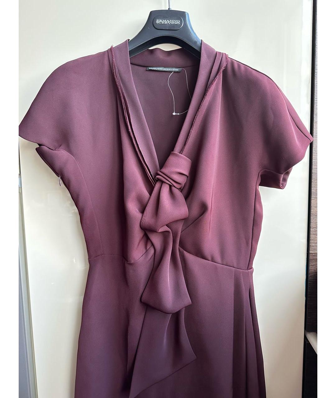 ERMANNO SCERVINO Бордовое полиэстеровое платье, фото 6