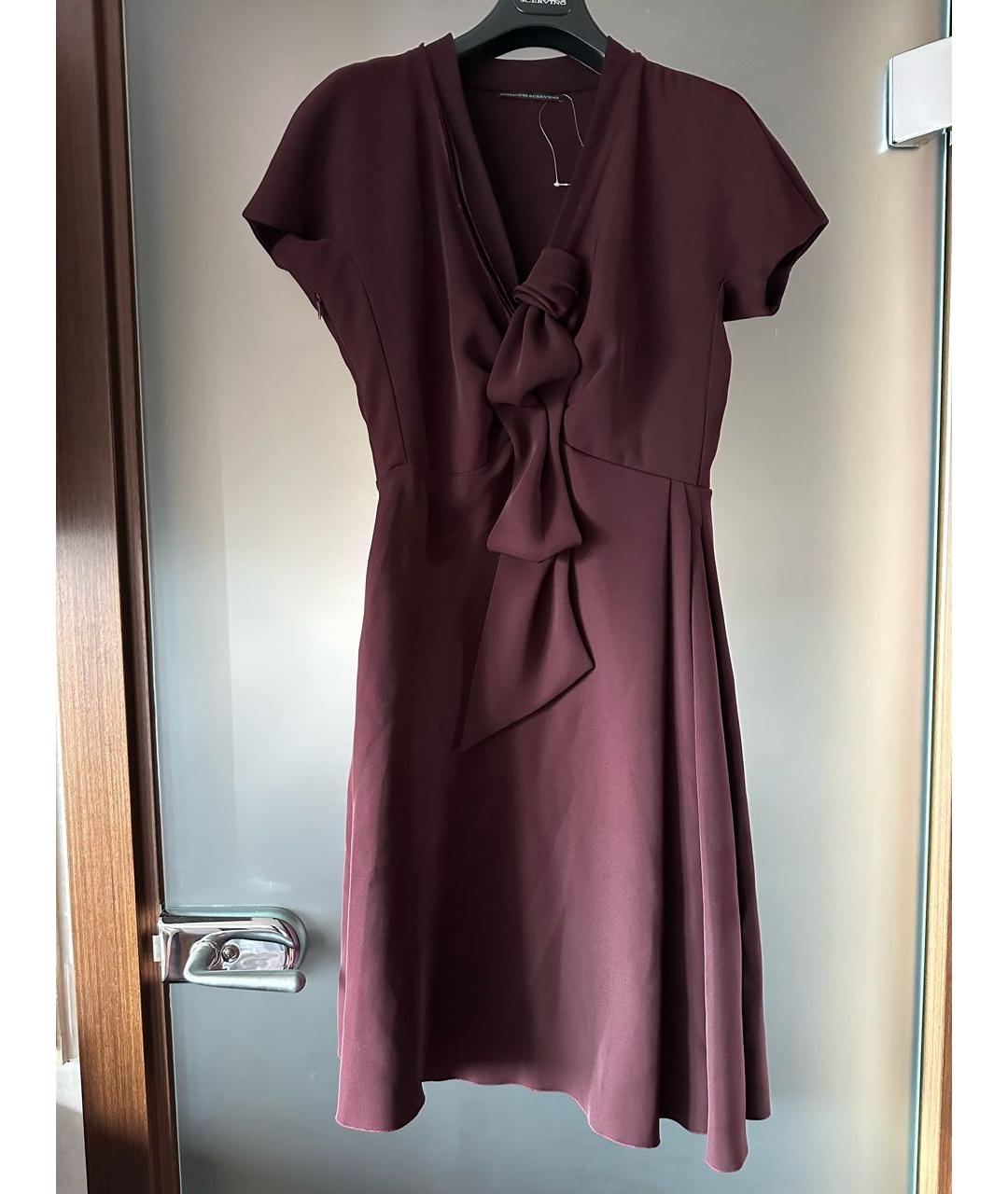 ERMANNO SCERVINO Бордовое полиэстеровое платье, фото 9