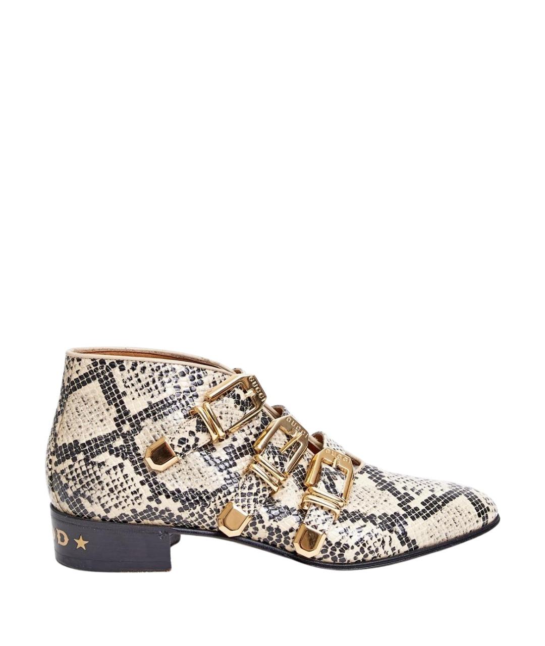 GUCCI Бежевые кожаные ботинки, фото 1
