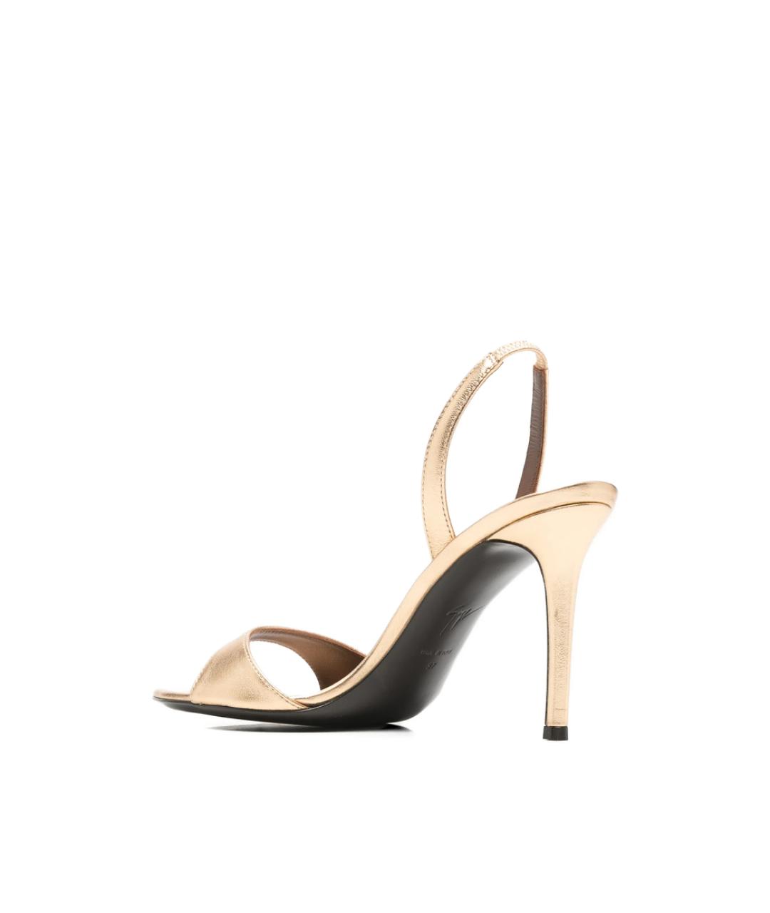 GIUSEPPE ZANOTTI DESIGN Золотые кожаные босоножки, фото 4