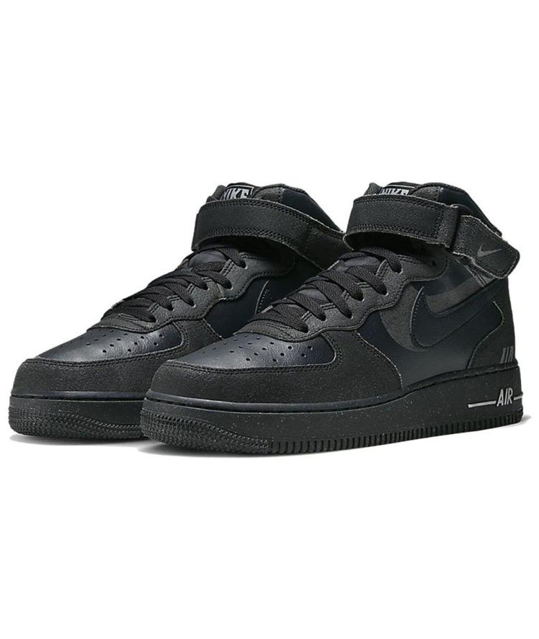 NIKE Черные кожаные высокие кроссовки / кеды, фото 6