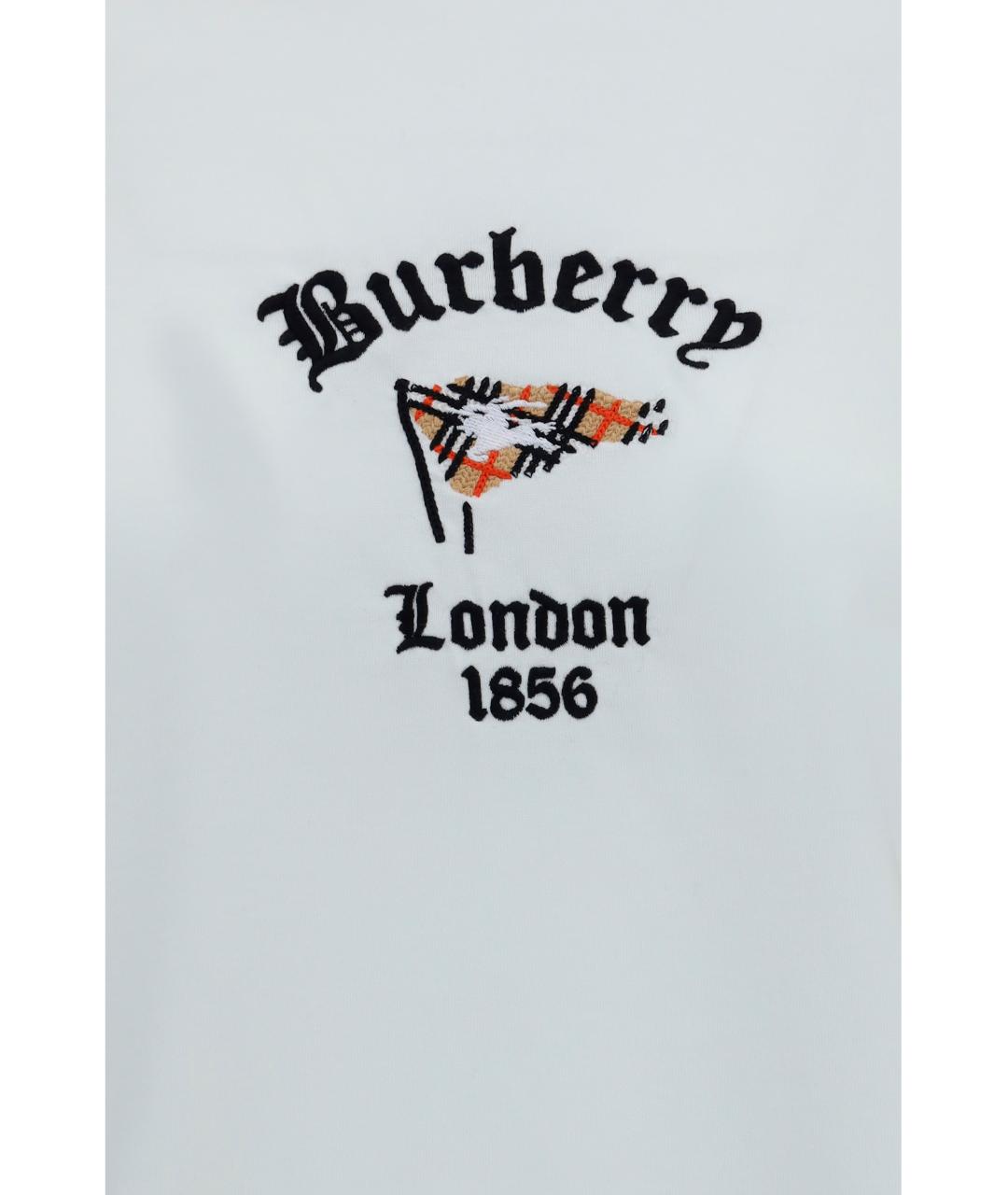 BURBERRY Белая хлопковая футболка, фото 3