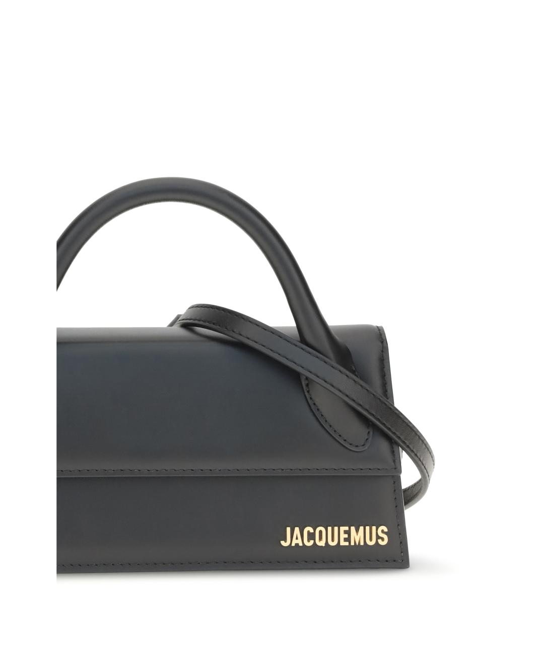 JACQUEMUS Черная кожаная сумка через плечо, фото 4
