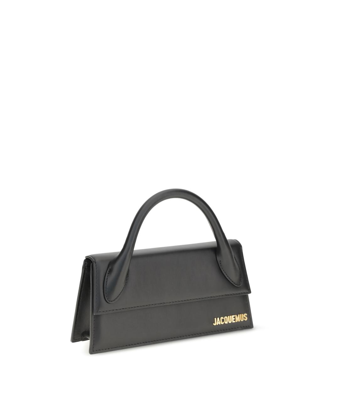JACQUEMUS Черная кожаная сумка через плечо, фото 2