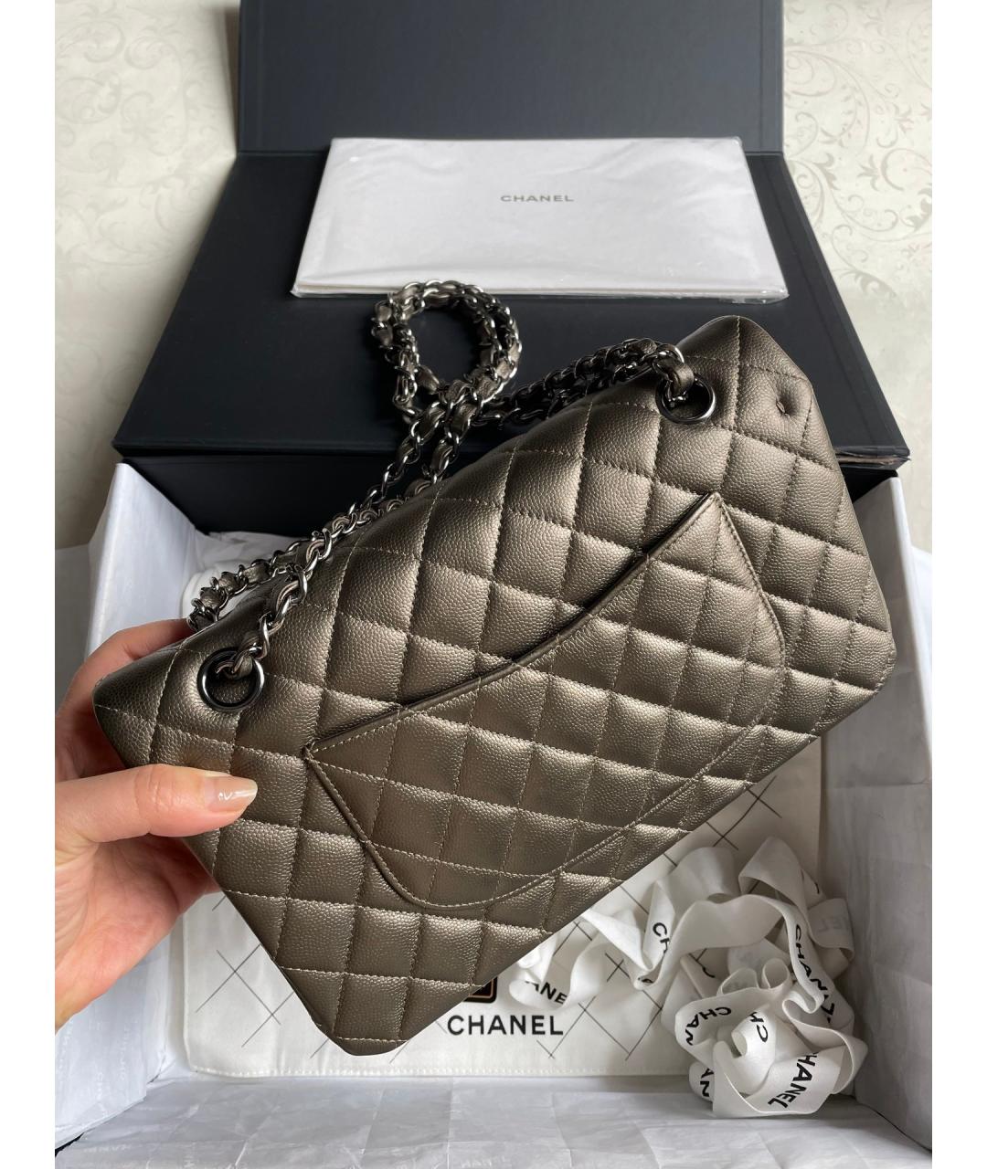 CHANEL Золотая кожаная сумка через плечо, фото 3