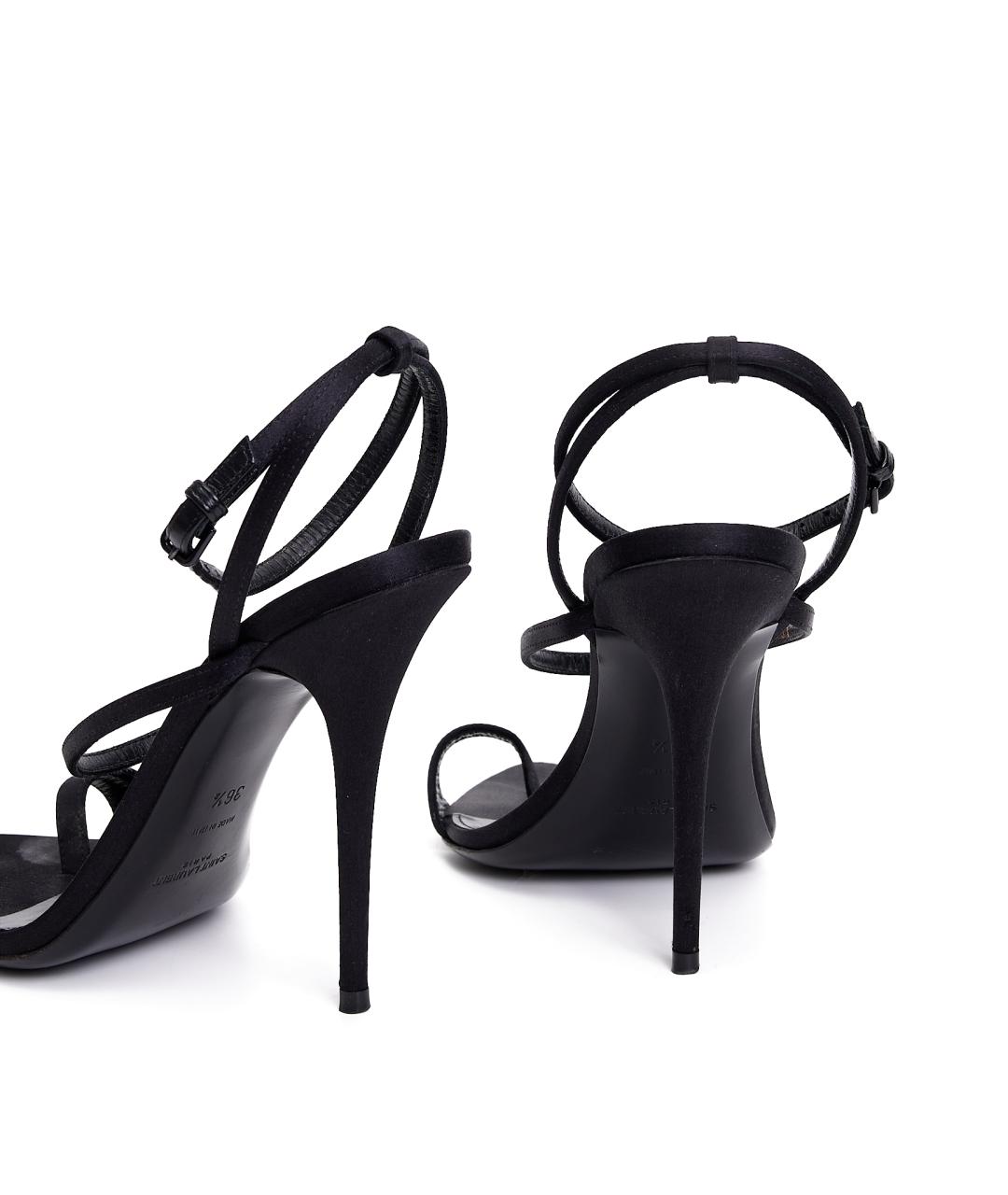 SAINT LAURENT Черные кожаные босоножки, фото 3