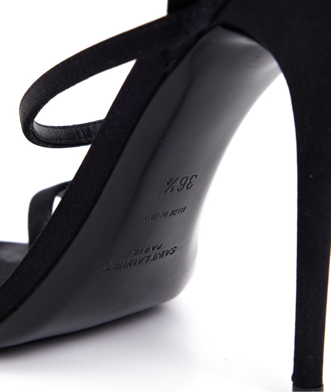 SAINT LAURENT Черные кожаные босоножки, фото 5