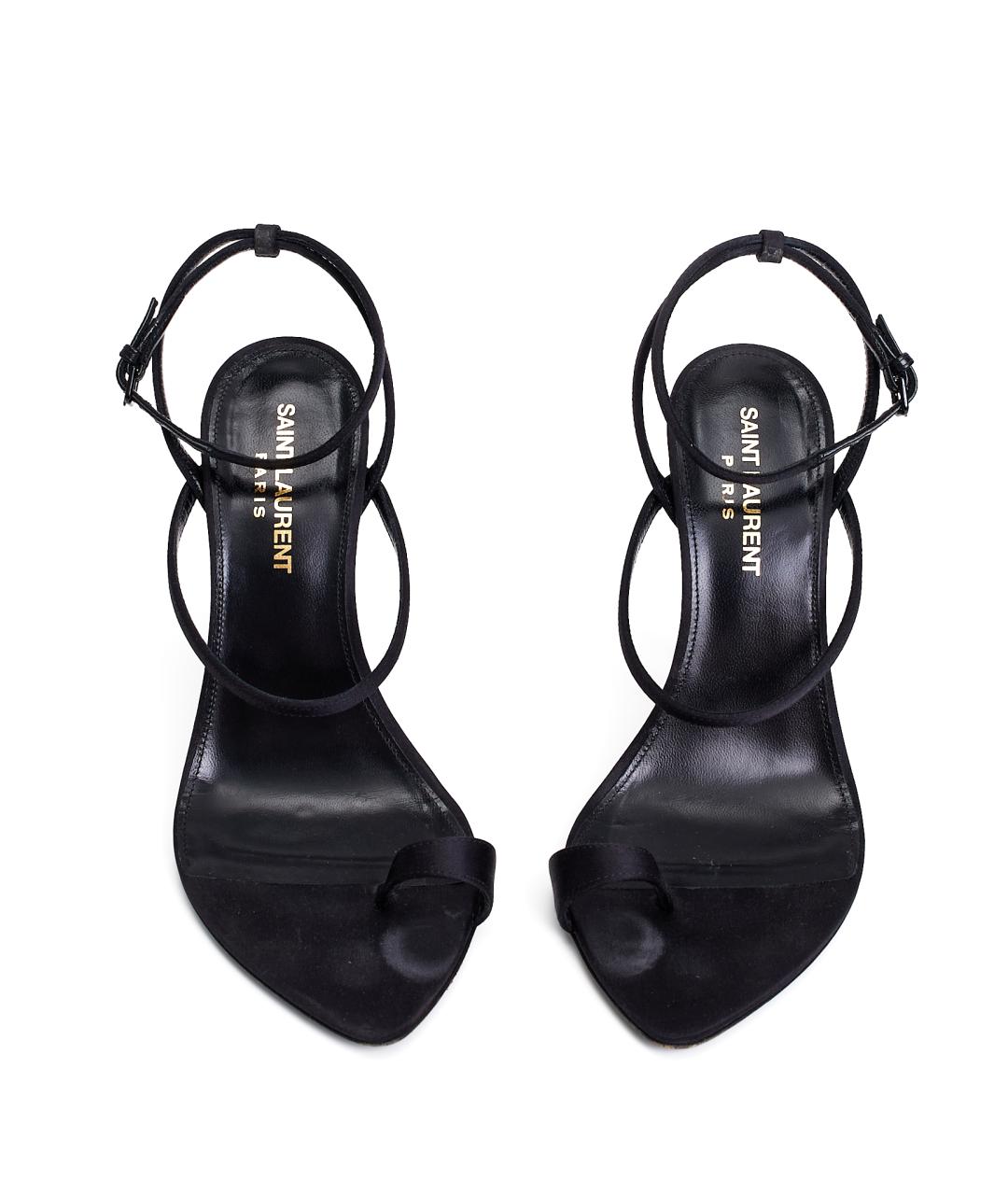 SAINT LAURENT Черные кожаные босоножки, фото 4