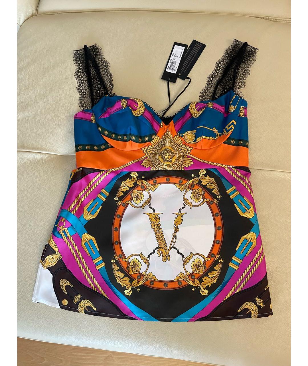 VERSACE Мульти шелковая майка, фото 2