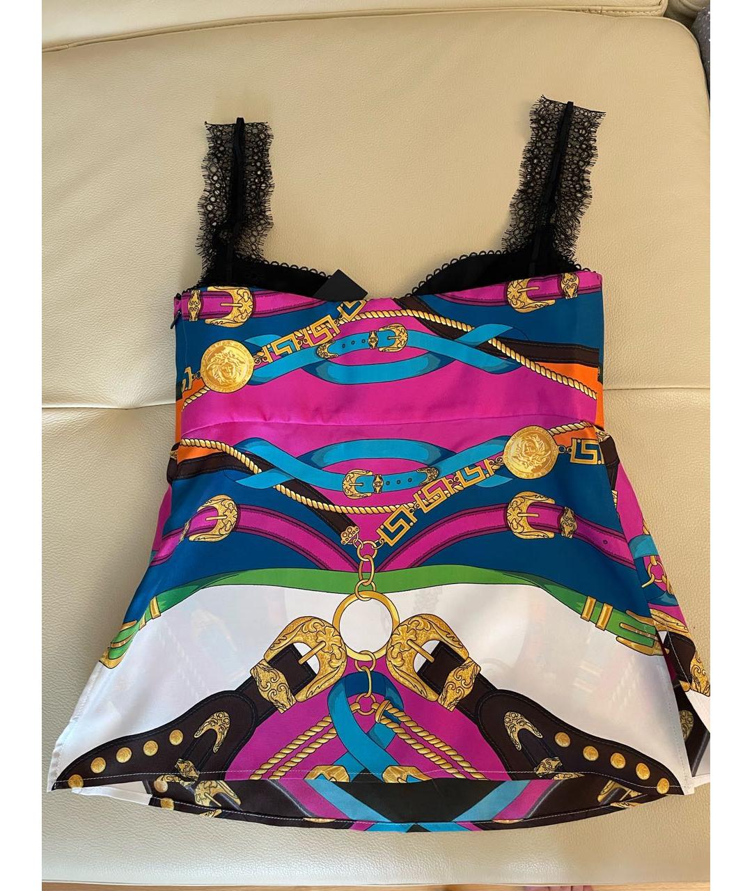 VERSACE Мульти шелковая майка, фото 6