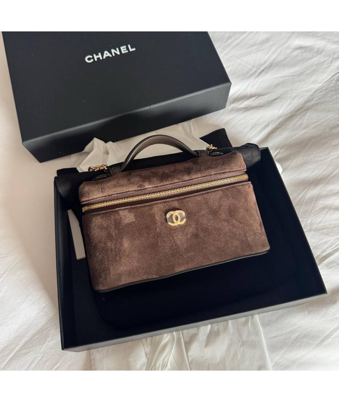 CHANEL Коричневая замшевая сумка через плечо, фото 4