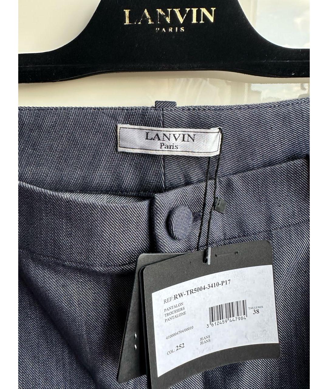 LANVIN Серые хлопковые прямые брюки, фото 3
