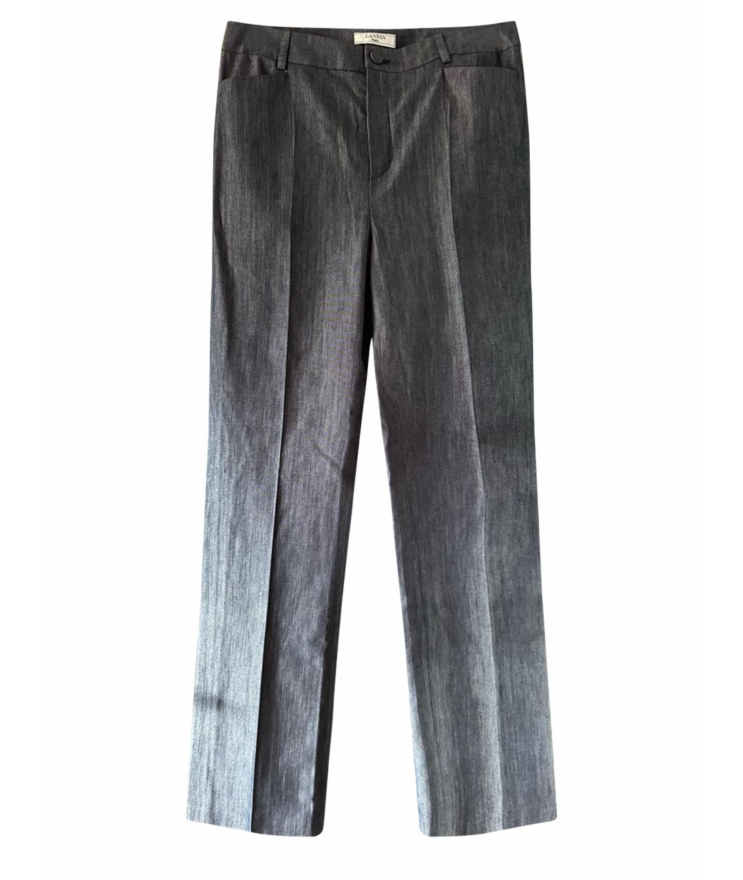 LANVIN Серые хлопковые прямые брюки, фото 1