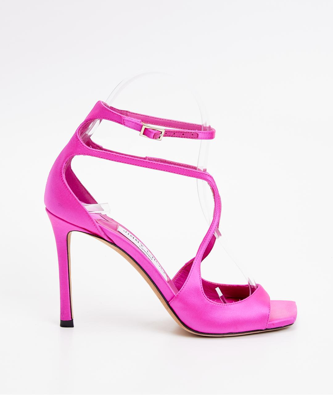 JIMMY CHOO Розовые текстильные босоножки, фото 7