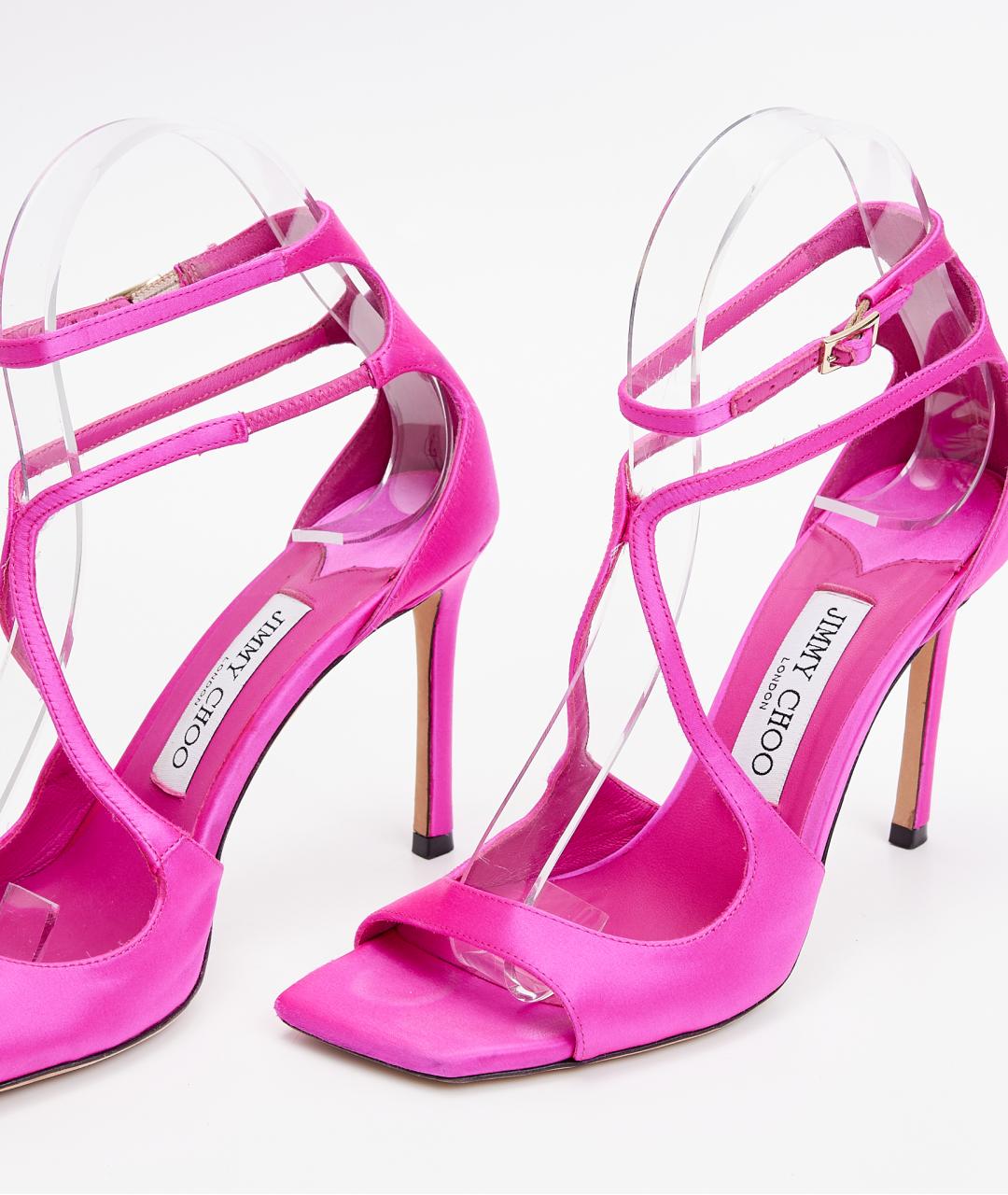JIMMY CHOO Розовые текстильные босоножки, фото 4