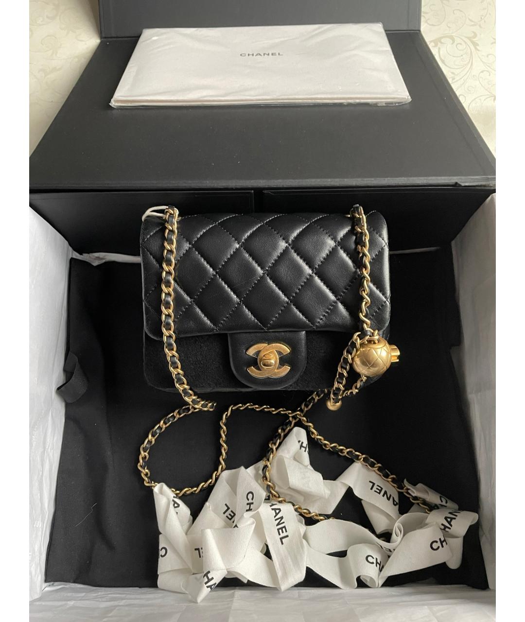 CHANEL Черная кожаная сумка через плечо, фото 6