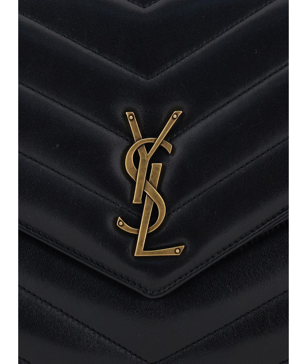 SAINT LAURENT Черная кожаная сумка через плечо, фото 3