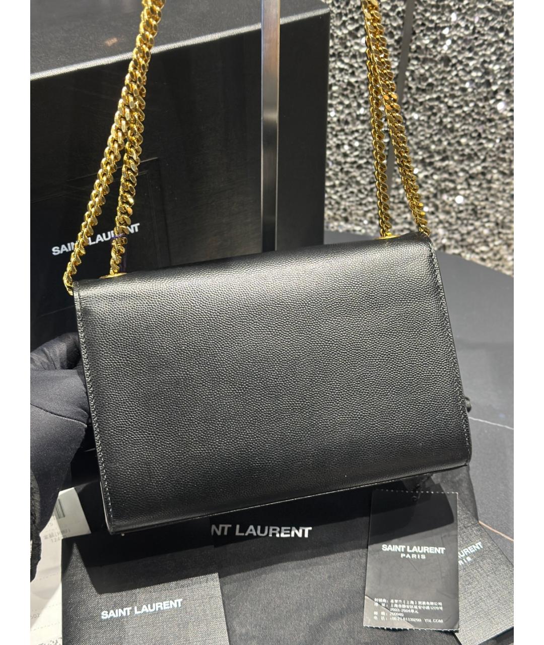 SAINT LAURENT Черная кожаная сумка через плечо, фото 7