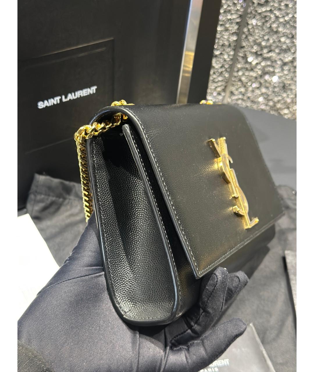 SAINT LAURENT Черная кожаная сумка через плечо, фото 3