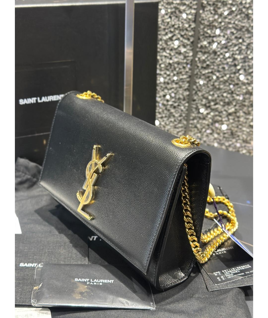 SAINT LAURENT Черная кожаная сумка через плечо, фото 4