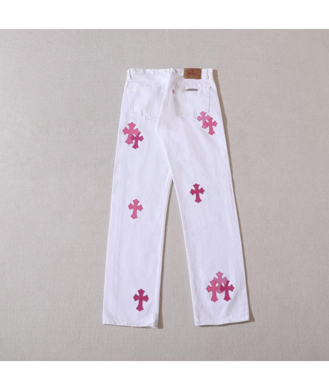 CHROME HEARTS Белые хлопковые прямые джинсы, фото 5