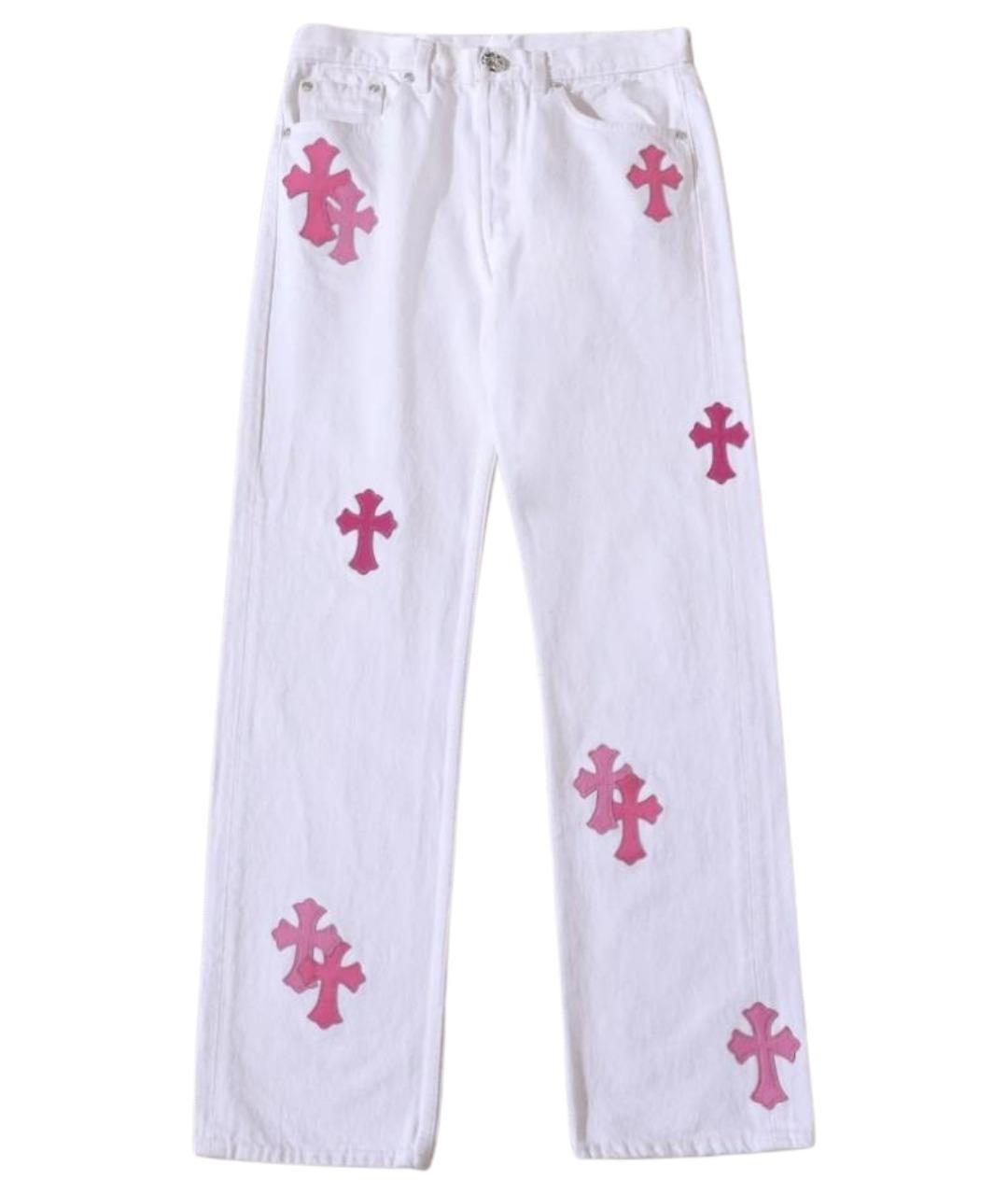 CHROME HEARTS Белые хлопковые прямые джинсы, фото 1