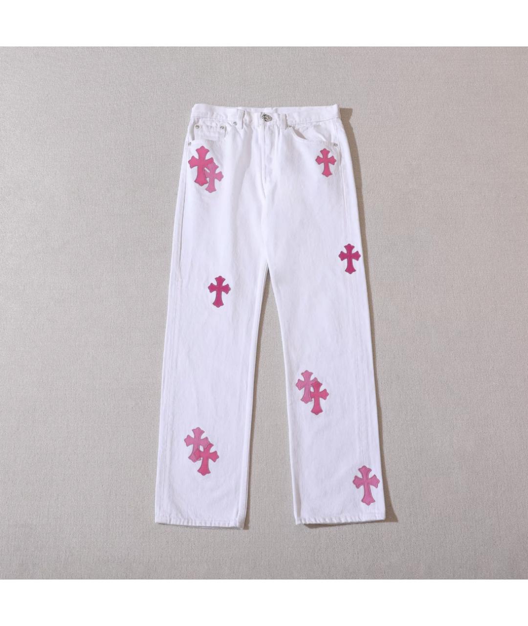 CHROME HEARTS Белые хлопковые прямые джинсы, фото 6