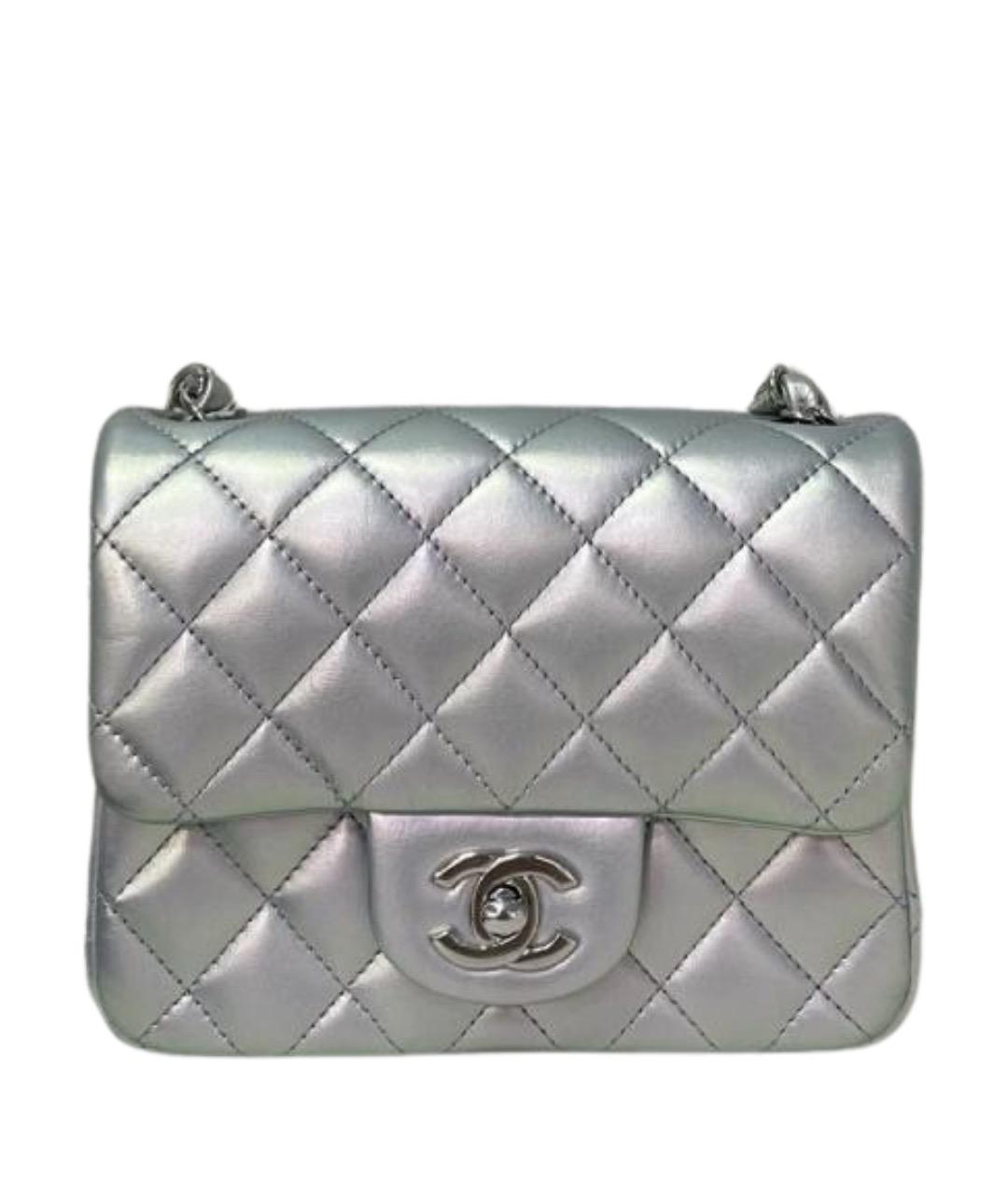 CHANEL Серебряная кожаная сумка через плечо, фото 1