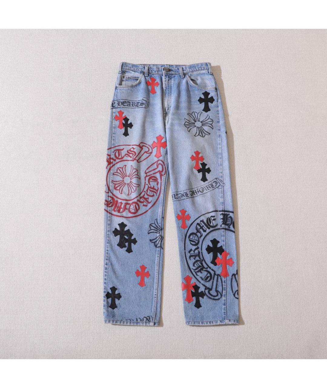 CHROME HEARTS Синие хлопковые прямые джинсы, фото 8