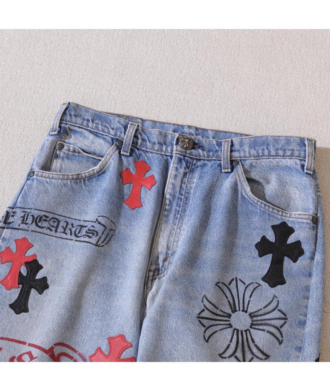 CHROME HEARTS Синие хлопковые прямые джинсы, фото 5