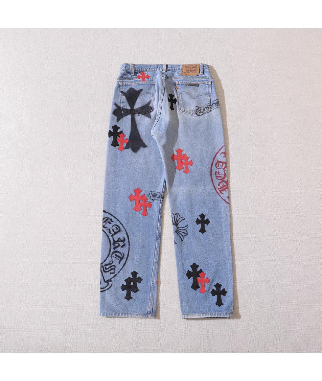 CHROME HEARTS Синие хлопковые прямые джинсы, фото 7
