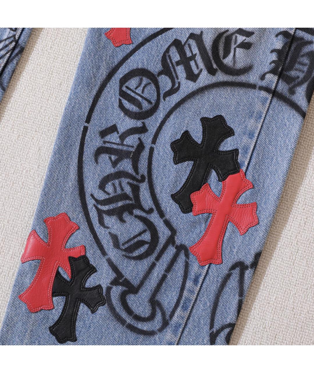 CHROME HEARTS Синие хлопковые прямые джинсы, фото 2