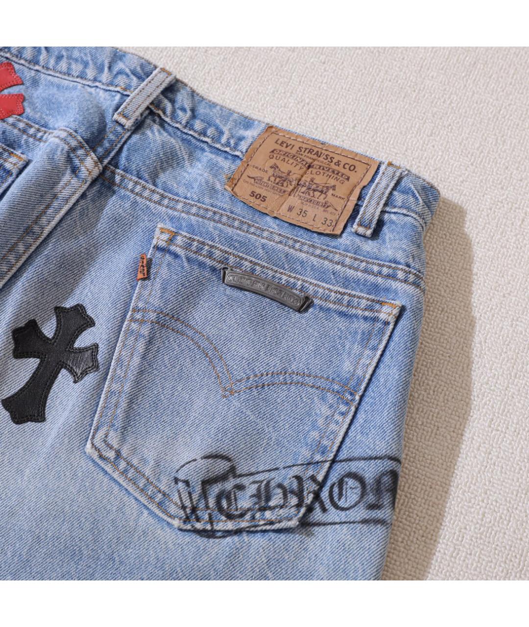 CHROME HEARTS Синие хлопковые прямые джинсы, фото 4
