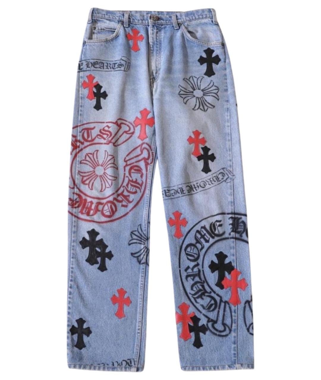 CHROME HEARTS Синие хлопковые прямые джинсы, фото 1