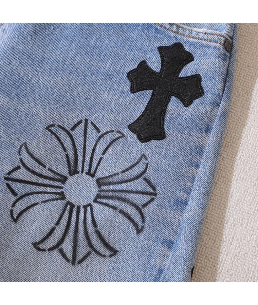 CHROME HEARTS Синие хлопковые прямые джинсы, фото 6