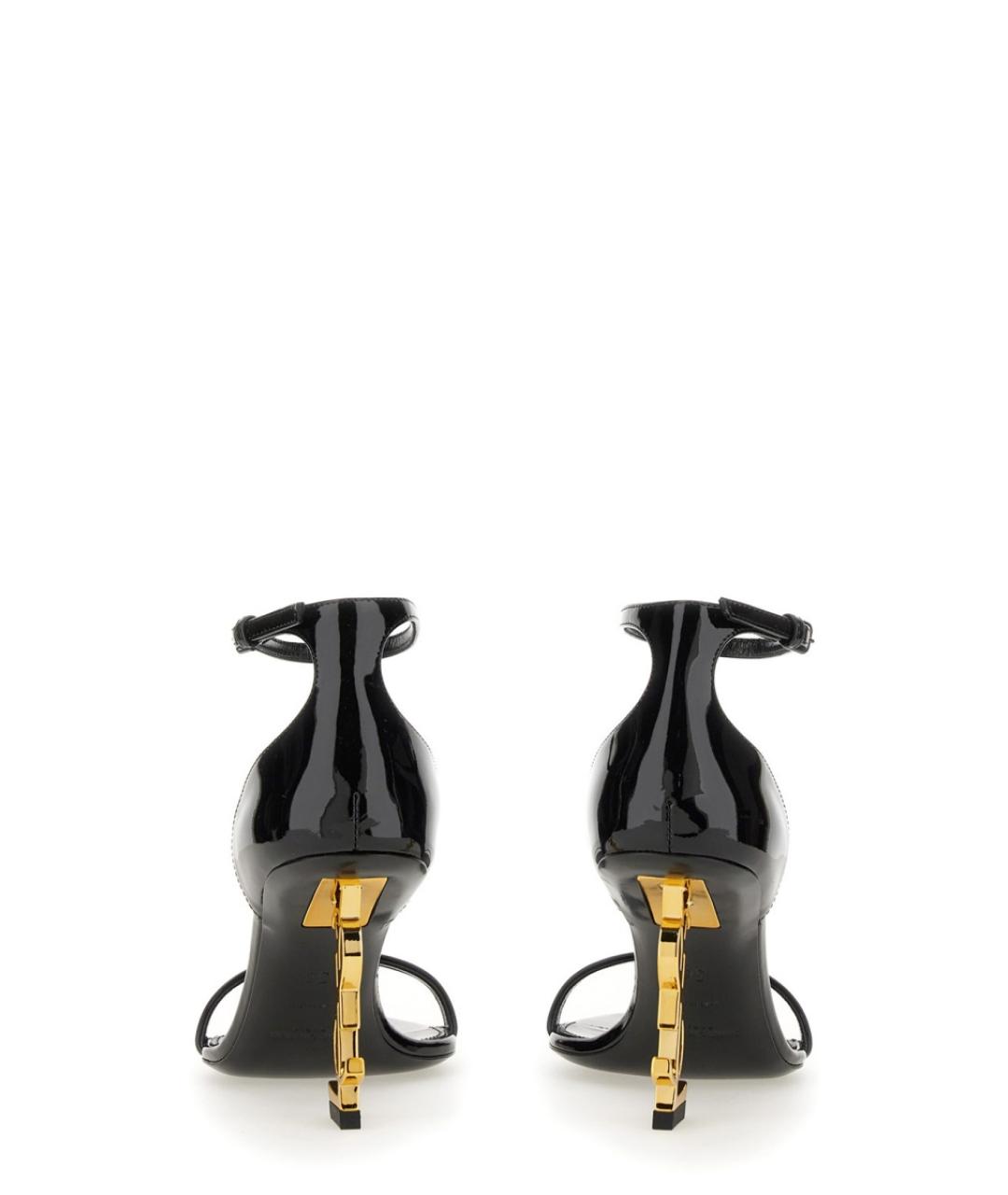 SAINT LAURENT Черные босоножки из лакированной кожи, фото 3