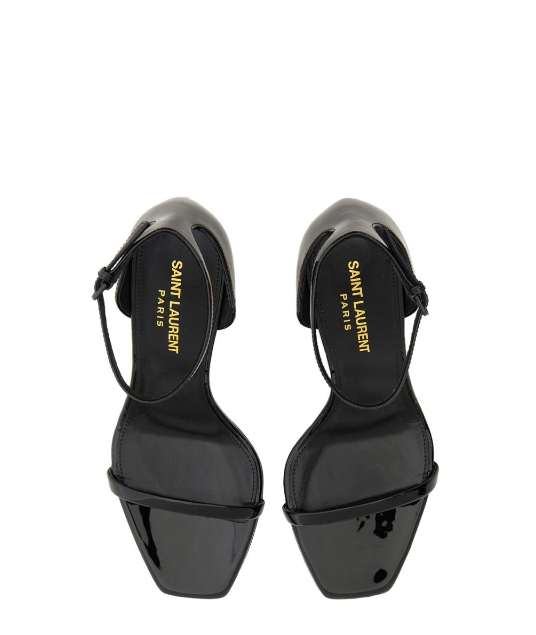 SAINT LAURENT Черные босоножки из лакированной кожи, фото 5