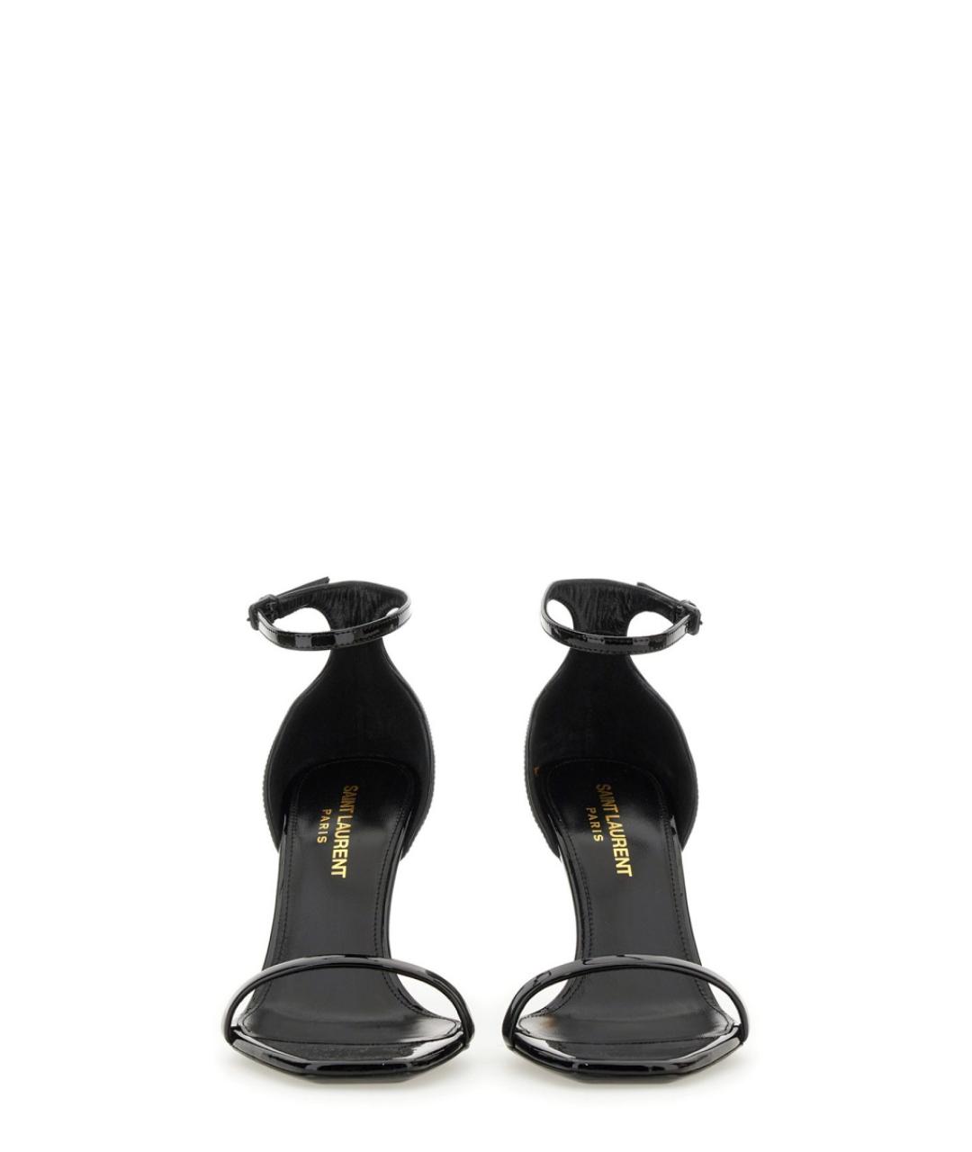 SAINT LAURENT Черные босоножки из лакированной кожи, фото 4