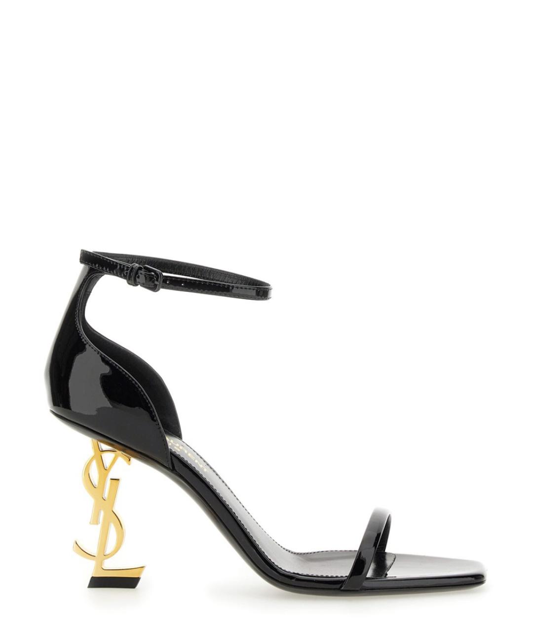 SAINT LAURENT Черные босоножки из лакированной кожи, фото 1