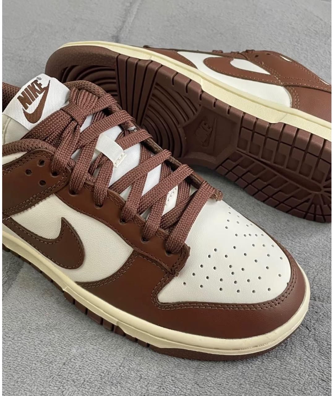 NIKE Коричневые кожаные низкие кроссовки / кеды, фото 6