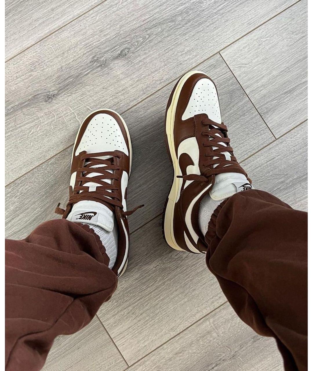 NIKE Коричневые кожаные низкие кроссовки / кеды, фото 2