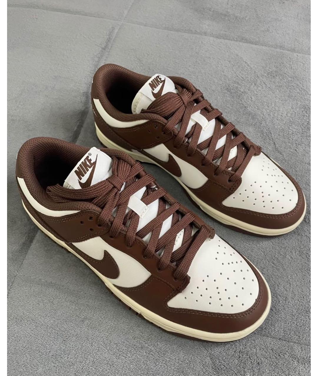 NIKE Коричневые кожаные низкие кроссовки / кеды, фото 3
