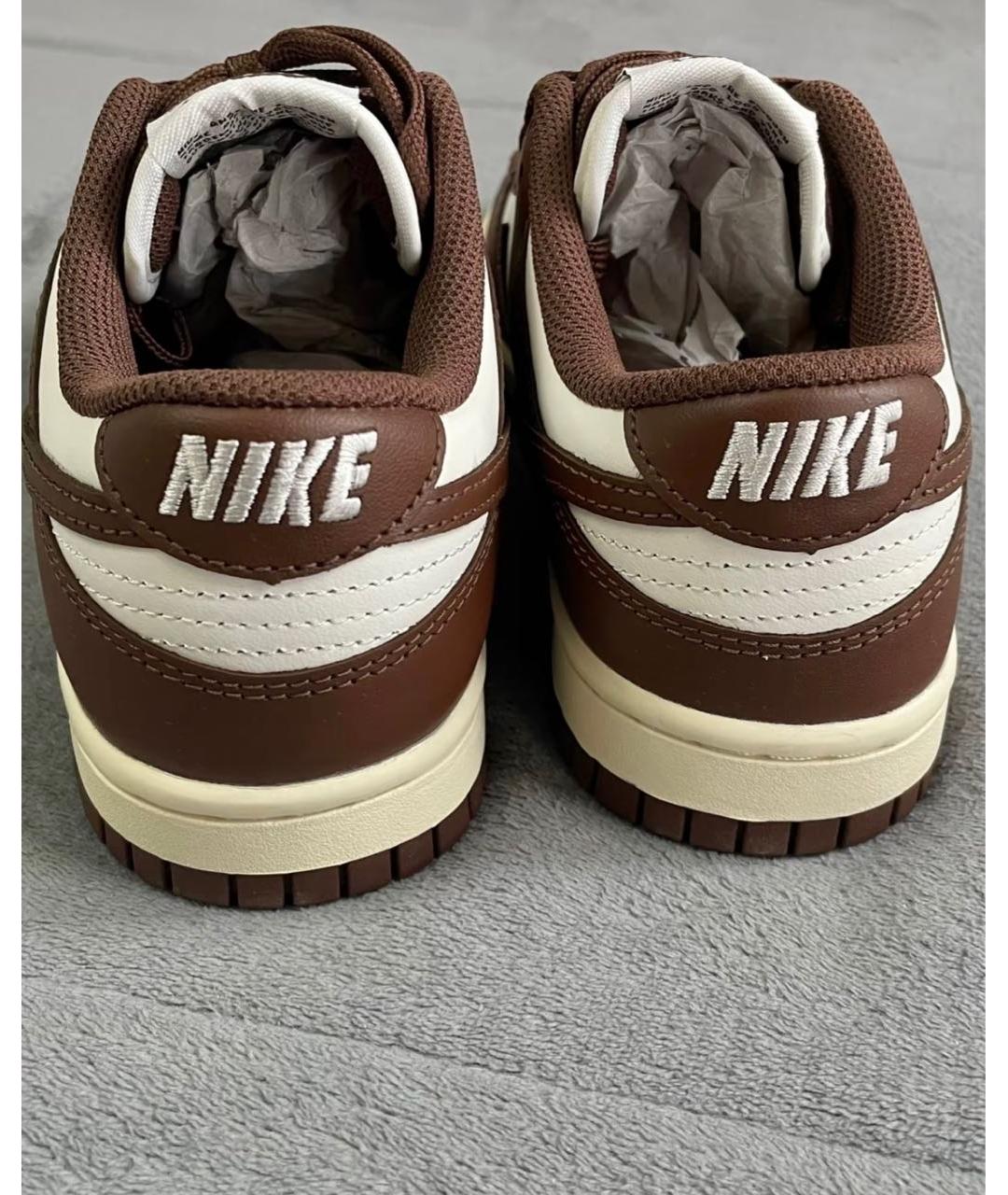 NIKE Коричневые кожаные низкие кроссовки / кеды, фото 4