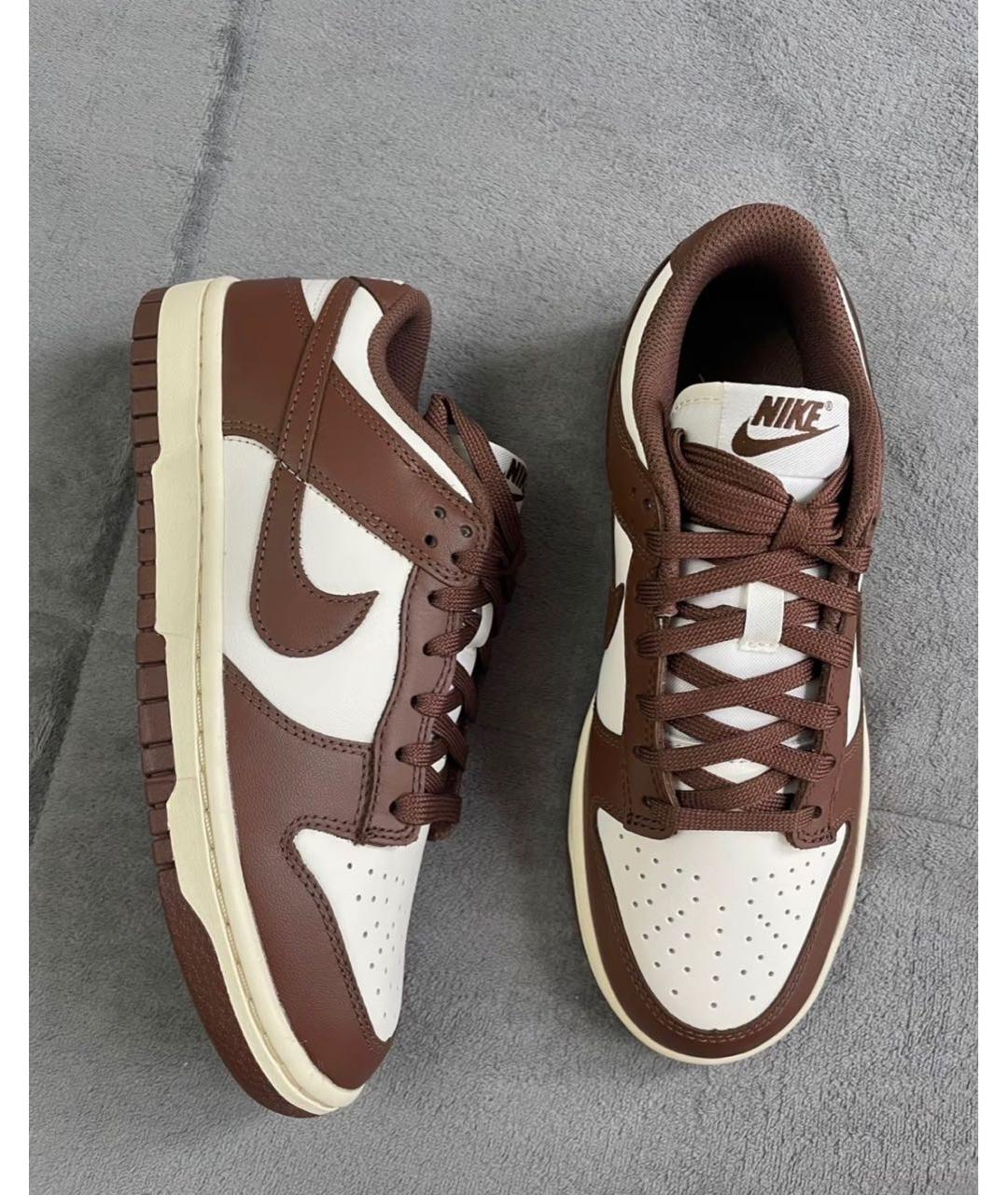 NIKE Коричневые кожаные низкие кроссовки / кеды, фото 5