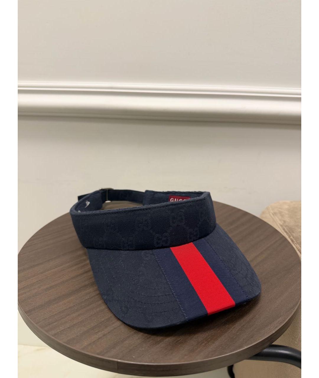 GUCCI Темно-синяя хлопковая кепка, фото 6
