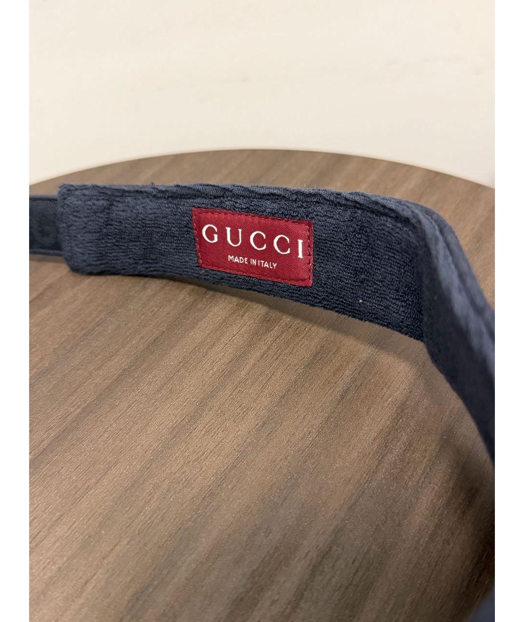 GUCCI Темно-синяя хлопковая кепка, фото 4