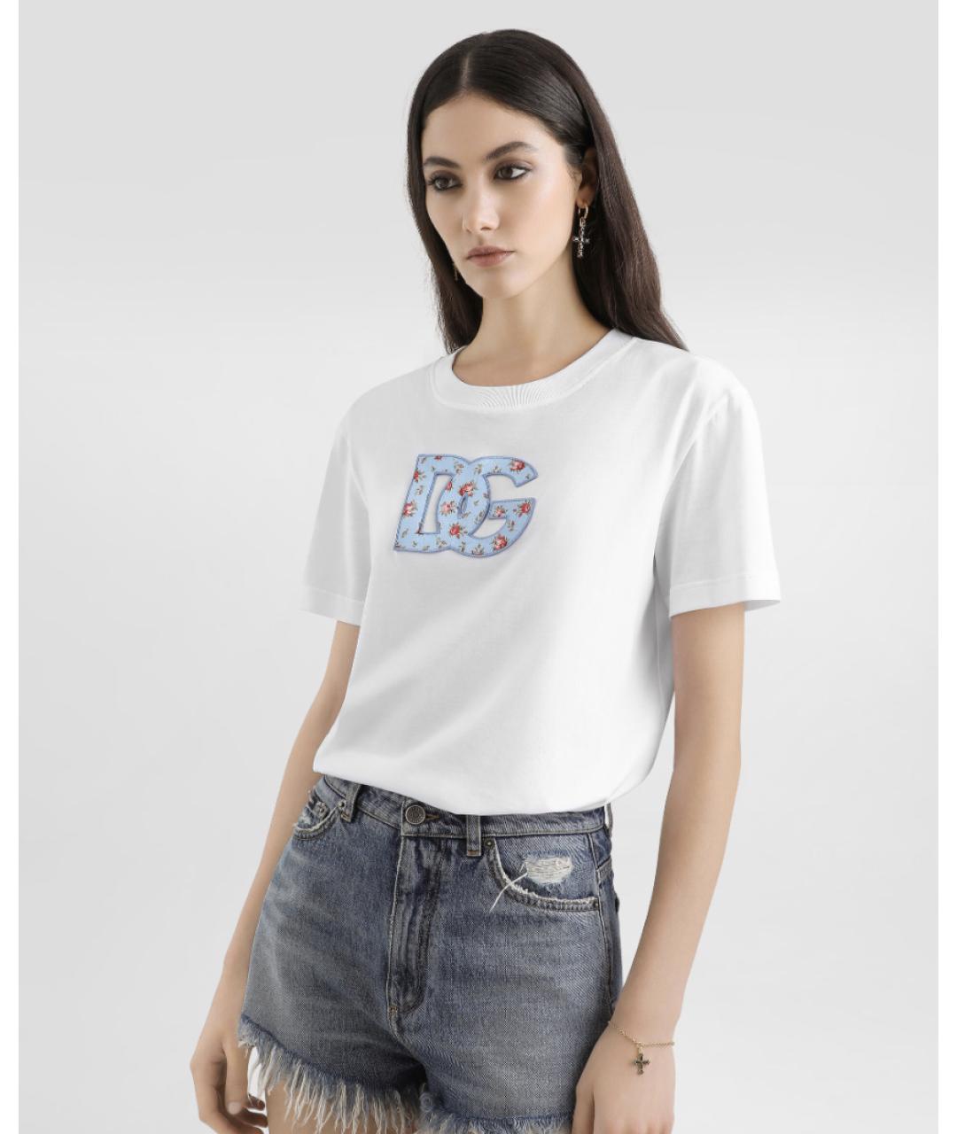 DOLCE&GABBANA Белая хлопковая футболка, фото 4
