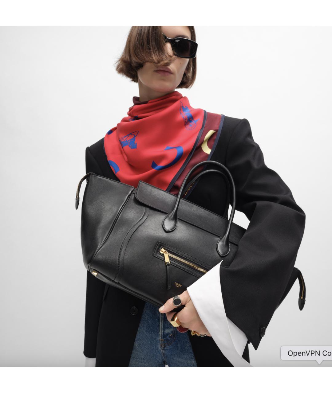 CELINE Черная кожаная сумка с короткими ручками, фото 5