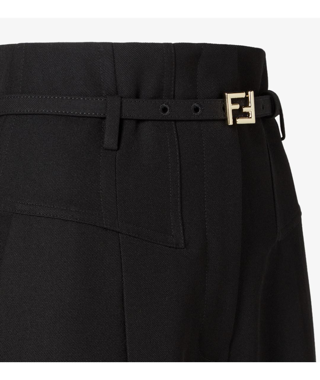FENDI Черные шерстяные прямые брюки, фото 3
